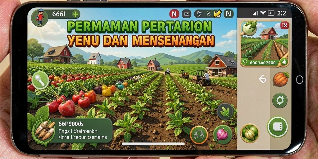 Tampilan gameplay <strong>666I</strong> dengan elemen pertanian yang menarik.