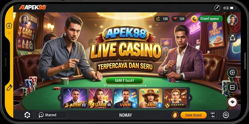 Screenshot APEK88 menampilkan dealer cantik dalam sesi Live Casino yang mengasyikkan.