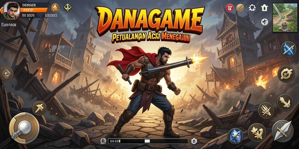 Screenshot utama menampilkan aksi seru dalam DANAGAME.