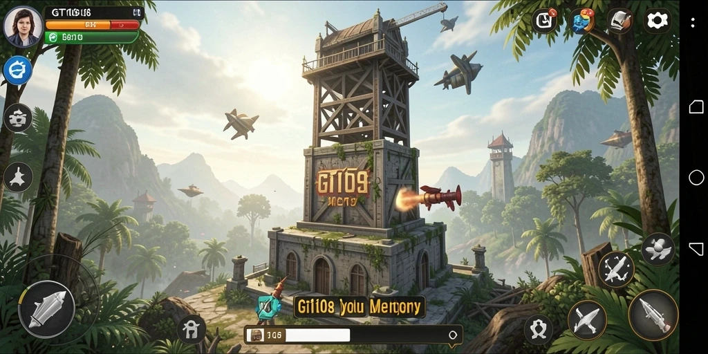 Tampilan gameplay menawan GT108 dengan menara pertahanan yang strategis.