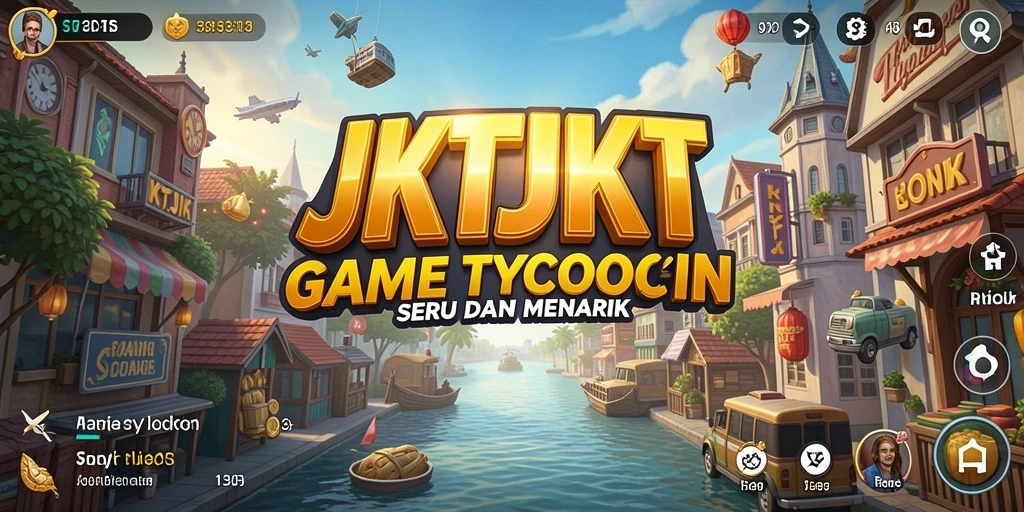 Tampilan gameplay seru JKTJKT menampilkan grafis yang memukau dan interaksi bisnis.