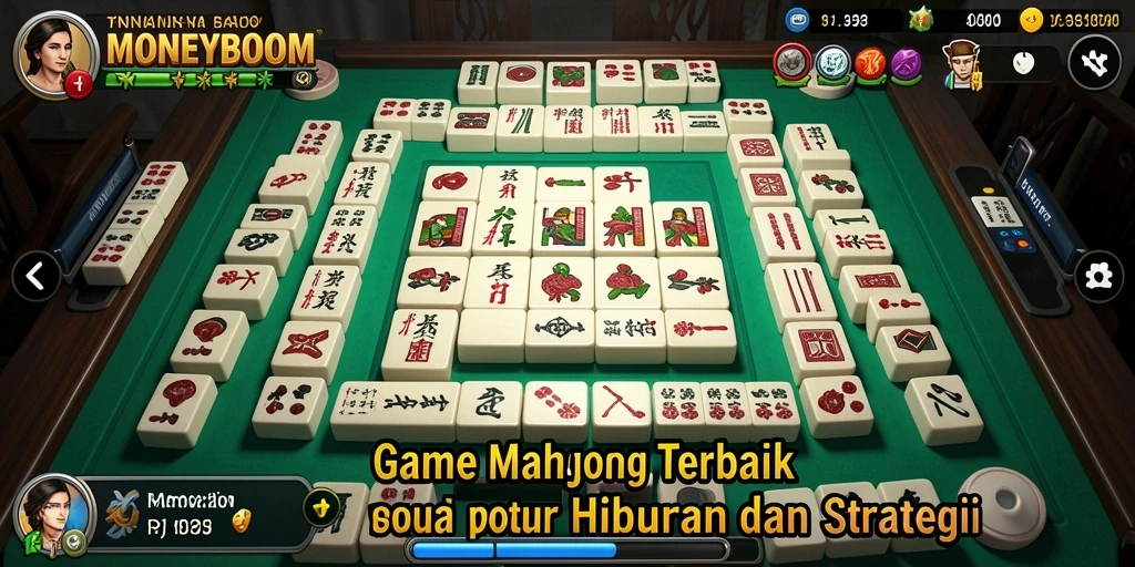 Tampilan utama permainan MONEYBOOM dengan desain Mahjong yang menarik.