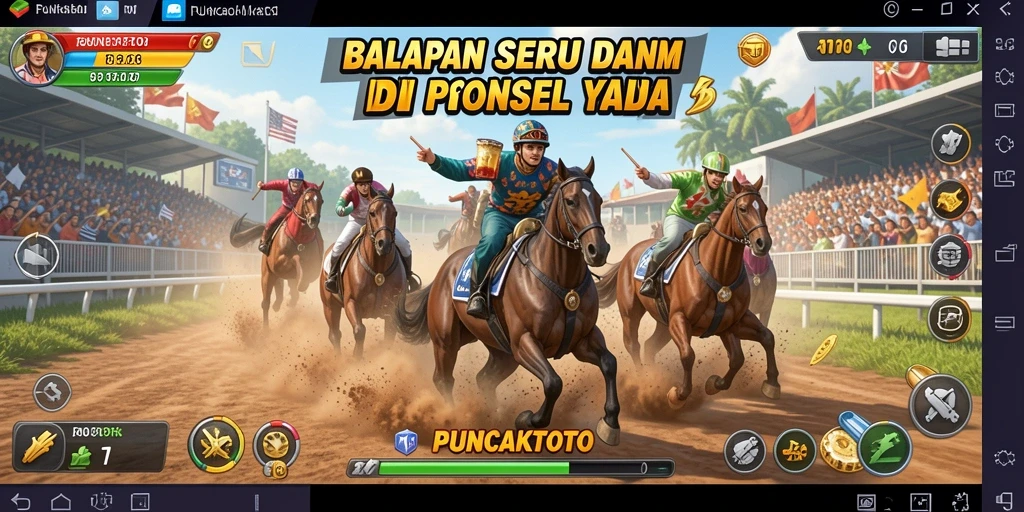 Tampilan gameplay PUNCAKTOTO dengan balapan yang seru dan menarik.