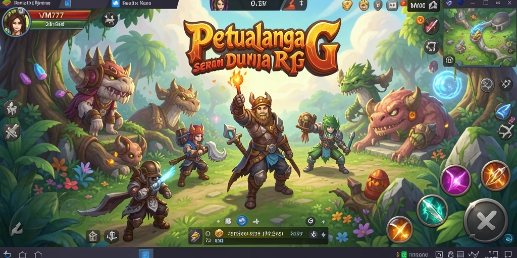 Screenshot gameplay VM777 menampilkan aksi mendalam dalam pertempuran RPG.