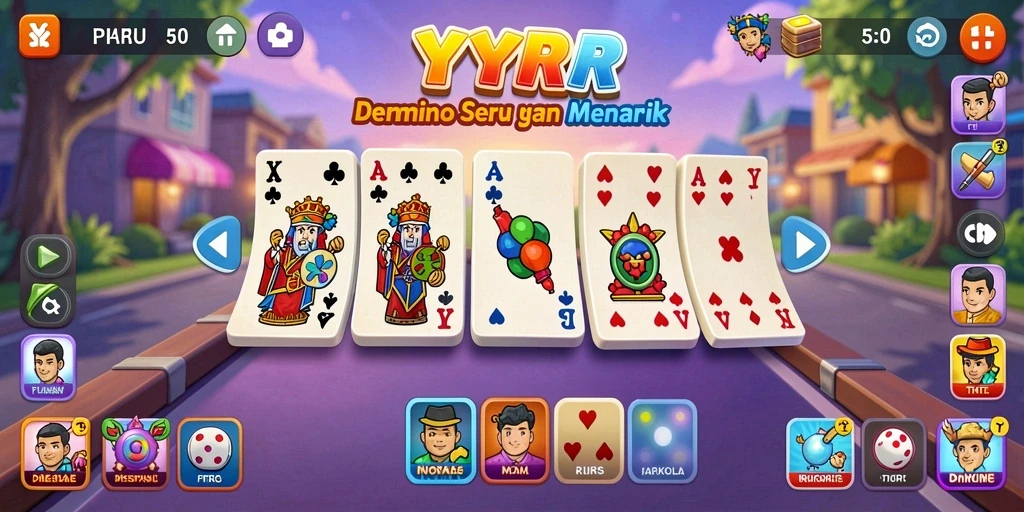 Screenshot menunjukkan permainan domino dengan grafis yang menarik.